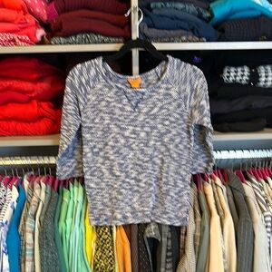 JOE blue/white print 3/4 sleeve scoop neck thermal like top size XS